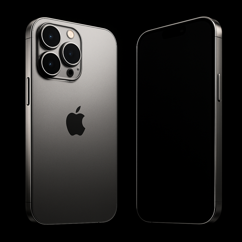 iPhone Pro en titanio natural, vista frontal y trasera